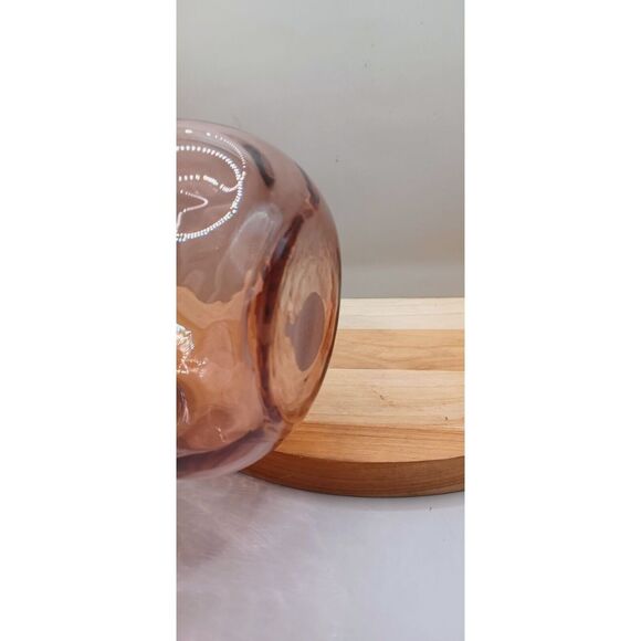 Hand Blown Amethyst Glass Round Jug Vase with Clear Applied Handle and Lip - Picture 13 of 13